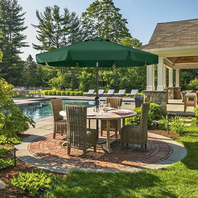 ABCCANOPY Patio Umbrella 10ft, Outdoor Table Umbrella with Push Button Tilt and Crank, 8 Ribs Umbrella for Patio Pool Garden Deck (Green)