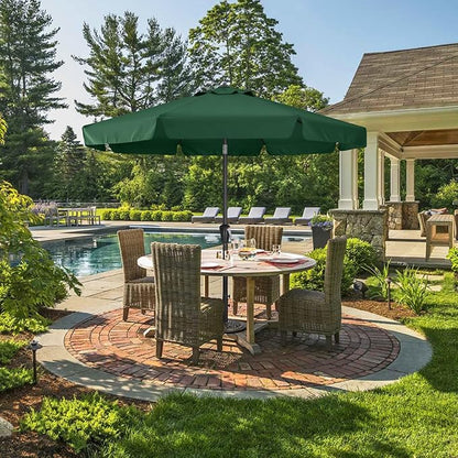 ABCCANOPY Patio Umbrella 10ft, Outdoor Table Umbrella with Push Button Tilt and Crank, 8 Ribs Umbrella for Patio Pool Garden Deck (Green)
