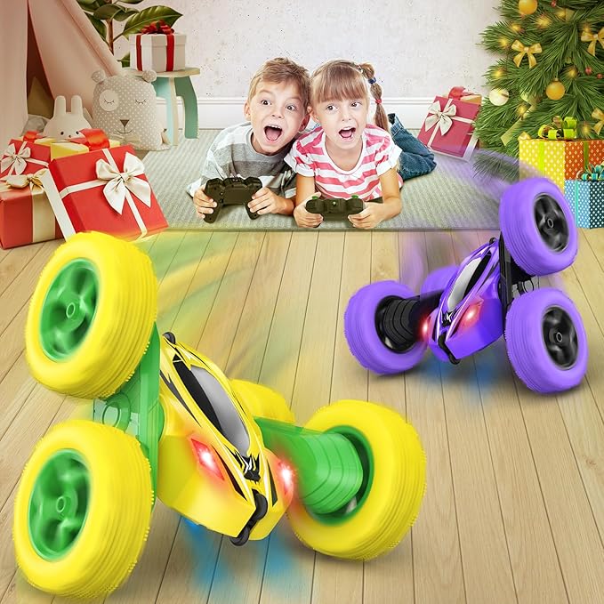 Remote Control Car, RC Cars Toys, 2.4GHz 4WD Fast RC Car Kids Toys Double Sided 360° Rotating Monster Truck Toys for Girls RC Truck Toy Cars for Boys