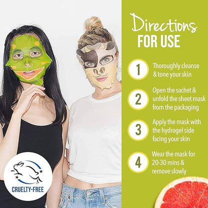 masque BAR Pretty Animalz Facial Sheet Masks, Fun & Unique Skincare Face Mask with Animal Character Prints, Hydrating & Soothing Korean Facial Mask, Nourishing & Exfoliating Skin Care, Pack of 9