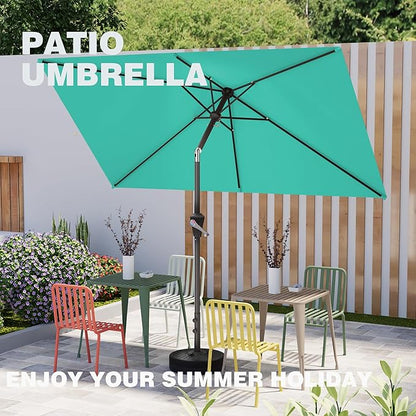 6.5' x 10' Rectangular Patio Umbrellas for Outdoor, Outdoor Table Umbrella, Large Outdoor Patio Umbrellas with 6 Sturdy Ribs for Market, Garden, Pool (Cerulean)