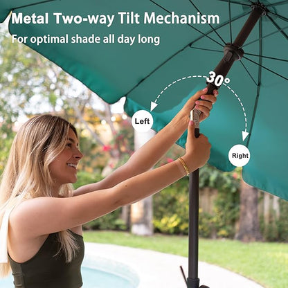 AMMSUN Patio Umbrella, 6.5 ft Outdoor Table Umbrella with Tilt Steel Pole, UPF50+ Protection, Great for Outdoor Garden Backyard, Turquoise