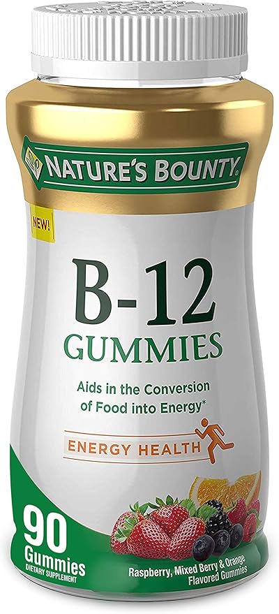 Nature's Bounty Nature’s Vitamin 500mcg Gummies Fruit Flavored Gummy Vitamin Supplements for Adults, B-12, 90 Count