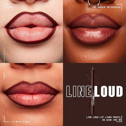 NYX PROFESSIONAL MAKEUP Line Loud Lip Liner, Longwear and Pigmented Lip Pencil with Jojoba Oil & Vitamin E - No Wine-ing