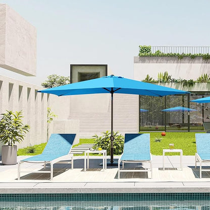 Blissun Rectangular Patio Umbrella, Table Market Umbrella with Tilt and Crank, Outdoor Umbrella for Garden, Deck, Backyard, Pool and Beach