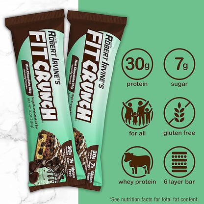 FITCRUNCH Full Size Protein Bars, 6-Layer Baked Bar, 6g of Sugar, Gluten Free & Soft Cake Core (12 Bars, Variety Pack)