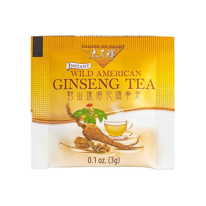 Prince of Peace Instant Wild American Ginseng Tea, 80 Sachets – Healthy Drink, Caffeine-Free Energy-Boosting, Heavy Antioxidants, Plant Extract