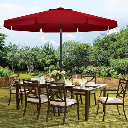 MASTERCANOPY Valance Patio Umbrella for Outdoor Table Market -8 Ribs (11ft,Burgundy)