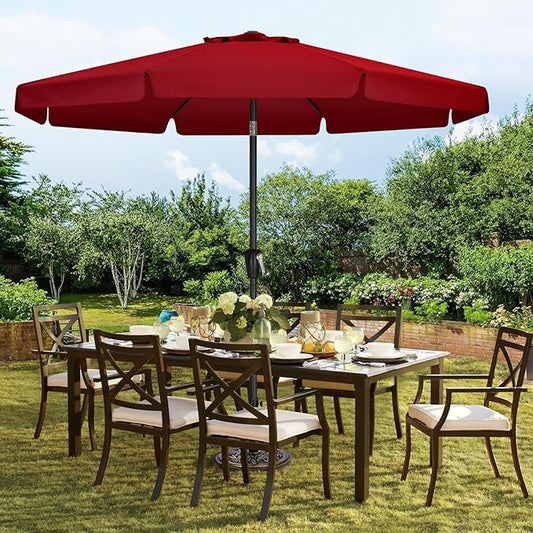 MASTERCANOPY Valance Patio Umbrella for Outdoor Table Market -8 Ribs (11ft,Burgundy)