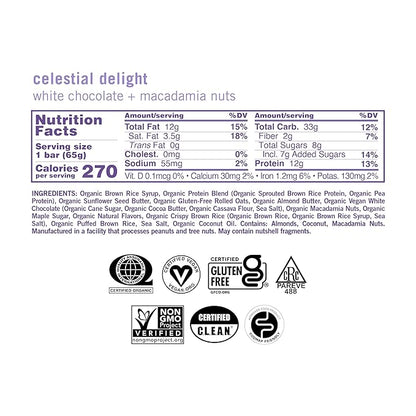 GoMacro MacroBar Organic Vegan Protein Bars - White Chocolate + Macadamia Nuts (2.3 Ounce Bars, 12 Count)