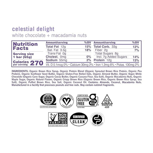 GoMacro MacroBar Organic Vegan Protein Bars - White Chocolate + Macadamia Nuts (2.3 Ounce Bars, 12 Count)
