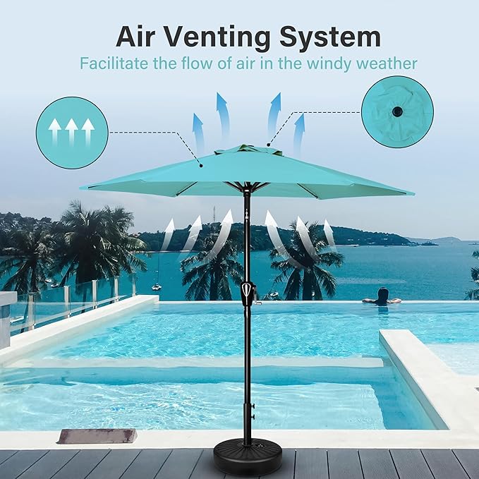 Simple Deluxe 9' Patio Umbrella Outdoor Table Market Yard Umbrella with Push Button Tilt/Crank