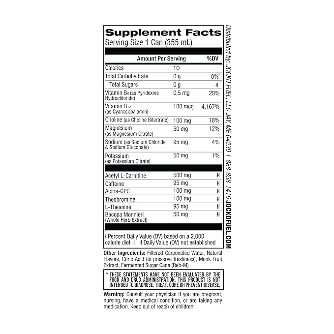 Jocko GO Energy Drink - KETO, Vitamin B12, Vitamin B6, Electrolytes, L Theanine, Magnesium- Energy Boost, Sugar Free Nootropic Monk Fruit Blend - 12 Pack (Black Cherry Vanilla)