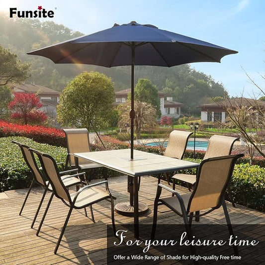 7.5Ft/9Ft Patio Umbrella, UV Protect Pool Umbrella with Heavy Duty Pole,Outdoor Umbrella with Push Botton Tilt & Crank