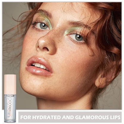 CAHIUYOA Plumping Moisturizing Lip Gloss Lipgloss,Nude Lip Gloss Lip Stain Long Lasting Waterproof,Shine Glossy Liquid Lipstick for Women Girls Lip Makeup Gift - 01