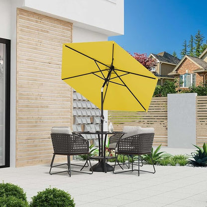 7.5FT Patio Umbrella Table Market Umbrella w/Tilt and Crank Heavy-Duty Round Outdoor Umbrellas for Garden, Deck, Backyard, Pool and Beach, Yellow