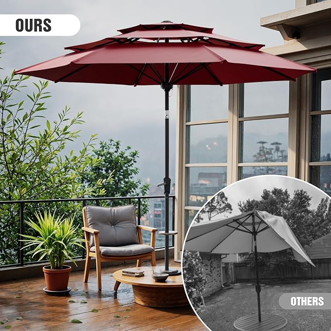 Patio Umbrellas, Pool Umbrella, Outdoor Umbrella with Push Button Tilt/Crank, Deck Umbrellas, Market Umbrela Table for Backyard, Deck, Garden, Pool