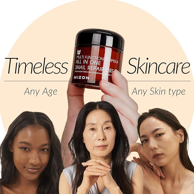 MIZON All in One Snail Repair Cream Snail Mucin with 12 Natural Extracts Korean Recovery Cream for Fine Line & Blemish Care (1.18 Fl Oz Pack of 1)