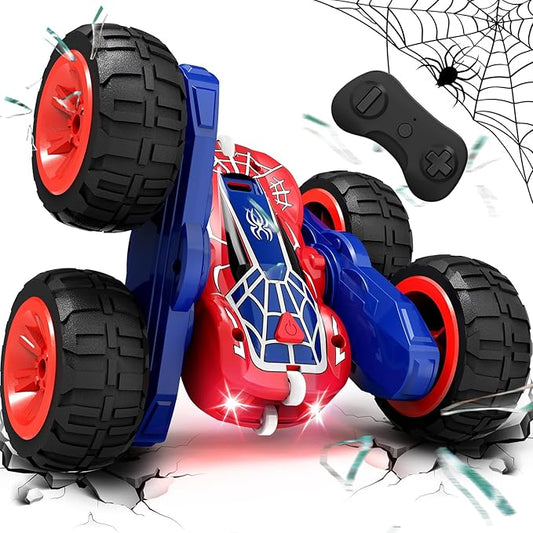 Tecnock Spider Remote Control Car, 2.4GHz RC Cars with USB-C Easy Charging, 4WD Double Sided 360° Rotates & Flips RC Stunt Car, Toys Gift for Boys and Girls