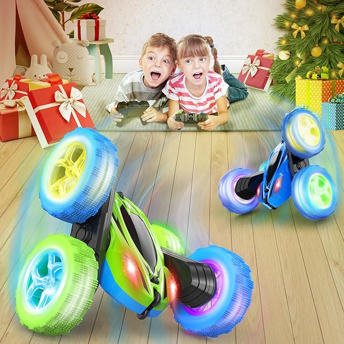 Remote Control Car, RC Cars Toys, 2.4GHz 4WD Fast RC Car with Double Sided 360° Rotation Kids Toys Monster Truck Toys for Girls RC Truck Toy Cars for Boys