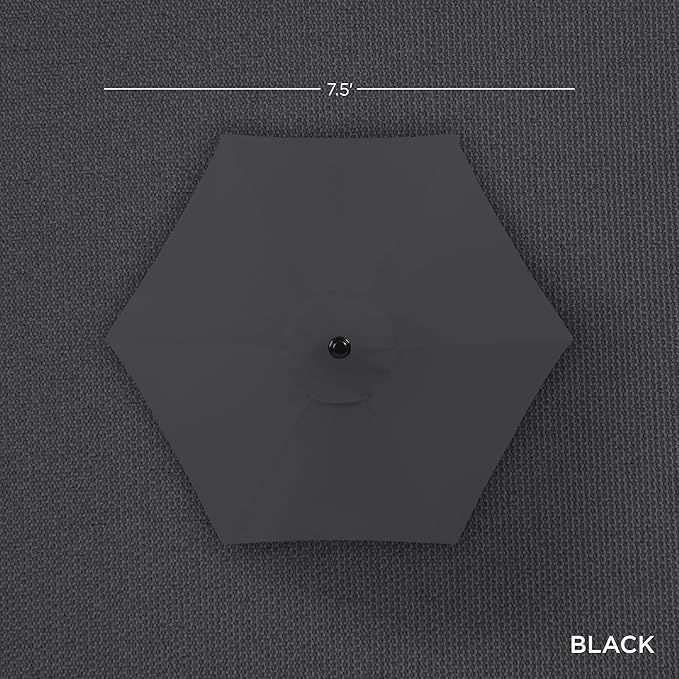 Best Choice Products 7.5ft Heavy-Duty Round Outdoor Market Table Patio Umbrella w/Steel Pole, Push Button Tilt, Easy Crank Lift - Black
