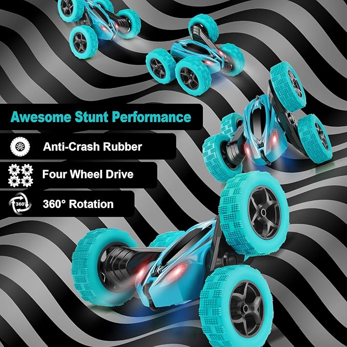Remote Control Car, RC Cars Toys, 2.4GHz 4WD Fast RC Car Kids Toys Double Sided 360° Rotating Monster Truck Toys for Girls RC Truck Toy Cars for Boys