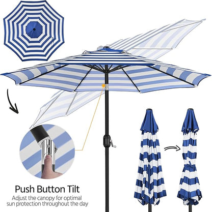 Yaheetech 9FT Outdoor Patio Umbrella, Outdoor Table Umbrella with Push Button Tilt and Crank?Market Umbrella with 8 Sturdy Ribs UV Protection Waterproof for Garden, Deck, Backyard, Pool