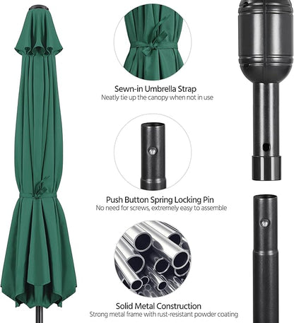 Yaheetech 10FT Patio Umbrella Outdoor Umbrella Patio Yard Market Table Umbrella with Push Button Tilt & Crank for Garden/Beach/Lawn/Deck/Backyard/Pool, 8 Ribs, Dark Green