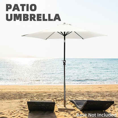 9FT Outdoor Patio Umbrella with Push Button Tilt and Crank, Beach Umbrella for Sun Shades, Market Umbrella with 6 Sturdy Metal Ribs, UV Resistant Waterproof for Garden, Backyard, Deck, Pool