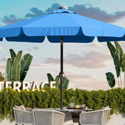 10FT Patio Umbrella Table Market Umbrella w/Tilt and Crank Outdoor Umbrellas for Garden, Deck, Backyard, Pool and Beach, Royal Blue