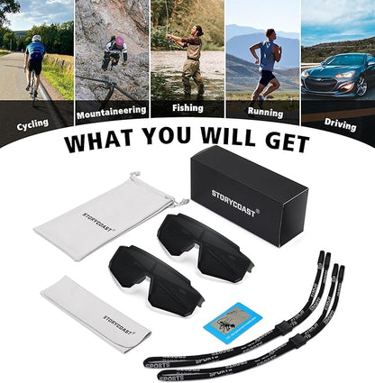 STORYCOAST Polarized Sports Sunglasses for Men Women,Driving Fishing Cycling Mountain Bike Sunglasses UV400 Protection