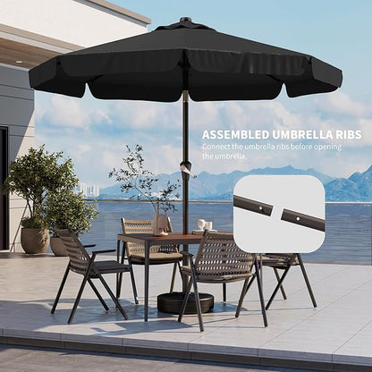 10FT Patio Umbrella Table Market Umbrella w/Tilt and Crank Outdoor Umbrellas for Garden, Deck, Backyard, Pool and Beach, Black