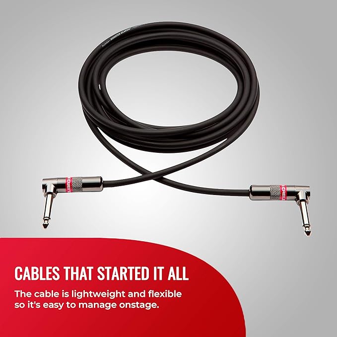 Monster Prolink Classic Instrument Guitar Cable - 8 in Right Angle to Right Angle Instrument Cable. All Metal & Duraflex Outer Jacket. 90% Copper Braided Shield Monster Instrument Cable