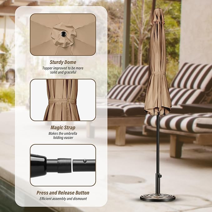 Simple Deluxe 9' Patio Umbrella Outdoor Table Market Yard Umbrella with Push Button Tilt/Crank