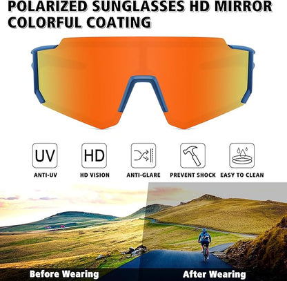 STORYCOAST Polarized Sports Sunglasses for Men Women,Driving Fishing Cycling Mountain Bike Sunglasses UV400 Protection