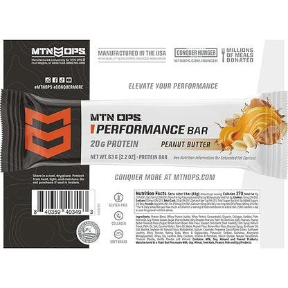 MTN OPS Peanut Butter Bliss Protein Bars, High Protein with Whey Isolate & Whey Concentrate and Collagen, Low Sugar, Gluten Free, 10 Count
