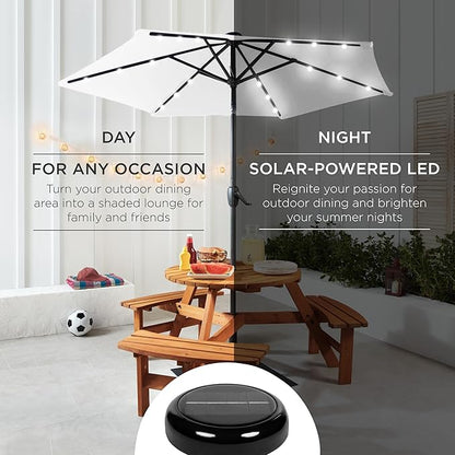 Best Choice Products 7.5ft Outdoor Solar Market Table Patio Umbrella for Deck, Pool w/Tilt, Crank, LED Lights - Bright White