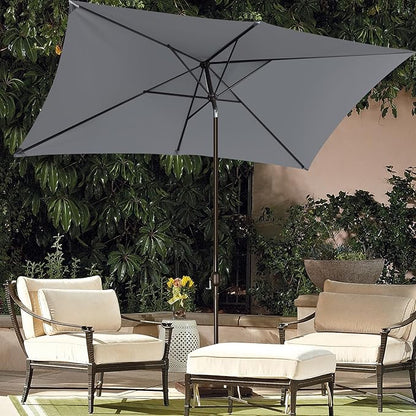 Blissun Rectangular Patio Umbrella, Table Market Umbrella with Tilt and Crank, Outdoor Umbrella for Garden, Deck, Backyard, Pool and Beach