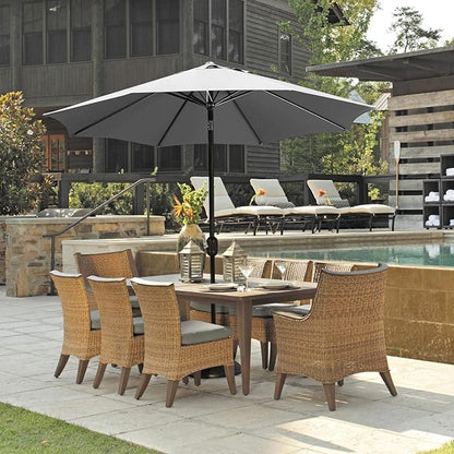 Yaheetech 9FT Patio Umbrella Outdoor Umbrella Patio Yard Market Table Umbrella with Push Button Tilt & Crank for Garden/Beach/Lawn/Deck/Backyard/Pool, 8 Ribs, Gray