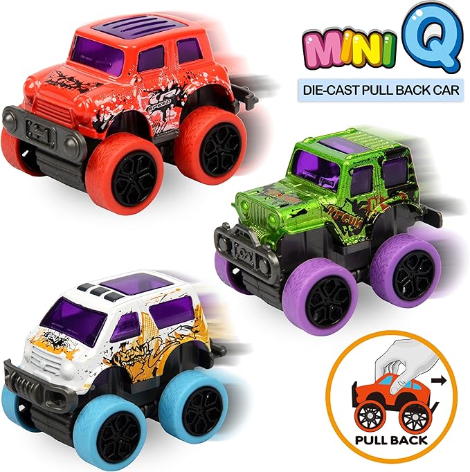 16 Pack Die-cast Mini Monster Truck for Boys and Girls,Pull Back Alloy Trucks Toy,Mini Pull Back Cars,Die-cast Race Cars for Kids Party Favors