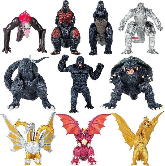 10pcs New Dragon Action Figures King of The Monsters - Dragon VS Kong Mini Monster Orangutan Playsets