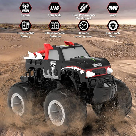 STEMTRON Amphibious Remote Control Car Toys for Boys 2.4 GHz 1:16 All Terrain Off-Road RC Car Waterproof RC Monster Truck Kids Pool Toys Remote Control Boat Gifts for Kids Boys