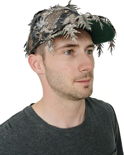 QuikCamo Lightweight 3D Leafy Camo Face Mask & Hat for Hunting, OSFM Adjustable Camouflage Hat, Mossy Oak & Realtree