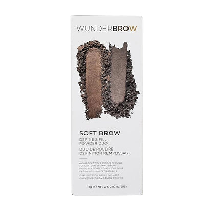 Soft Brow Define & Fill Powder Duo, Includes Dual ended Brush, Vegan and Cruelty Free (Black/Brown)