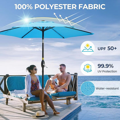 SUNVIVI OUTDOOR 7.5' Outdoor Patio Umbrella, Patio Umbrella, Market Umbrella, Metal Pole Umbrella with Push Button Tilt and Crank, 6 Ribs, Polyester Canopy