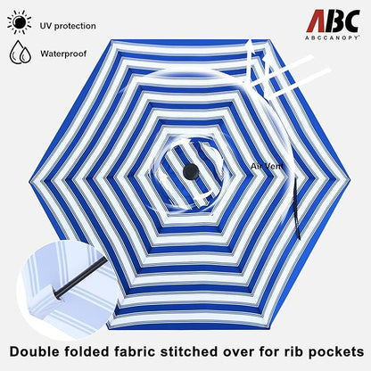 ABCCANOPY 7.5FT Outdoor Patio Umbrella, UV Protection Table Umbrella w/Crank for Easy Set Up, Suitable for Garden, Lawn, Deck & Backyard (Blue White Stripe)