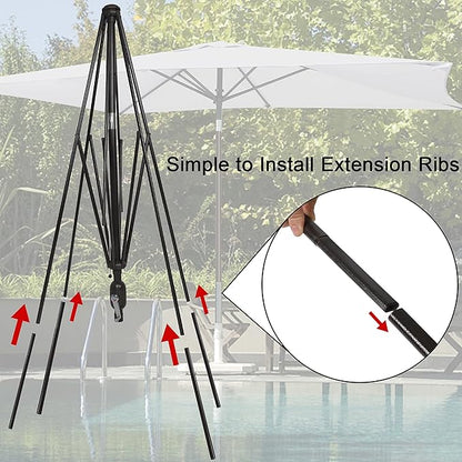 Blissun Rectangular Patio Umbrella, Table Market Umbrella with Tilt and Crank, Outdoor Umbrella for Garden, Deck, Backyard, Pool and Beach