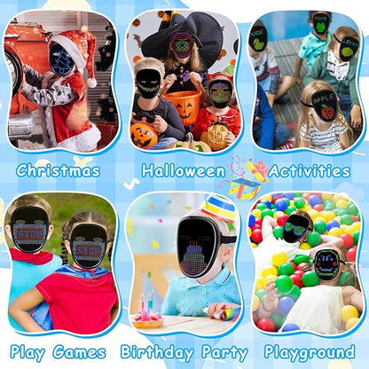 Ompusos LED Mask with Gesture Sensing - Light up mask for Costume Cosplay Party Masquerade - Kids, Men, Women
