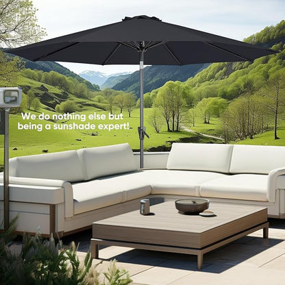 Tempera Patio Market Outdoor Table Umbrella with Push Button Tilt and Crank,Large Sun Umbrella with Sturdy Pole&Fade resistant canopy,Easy to set