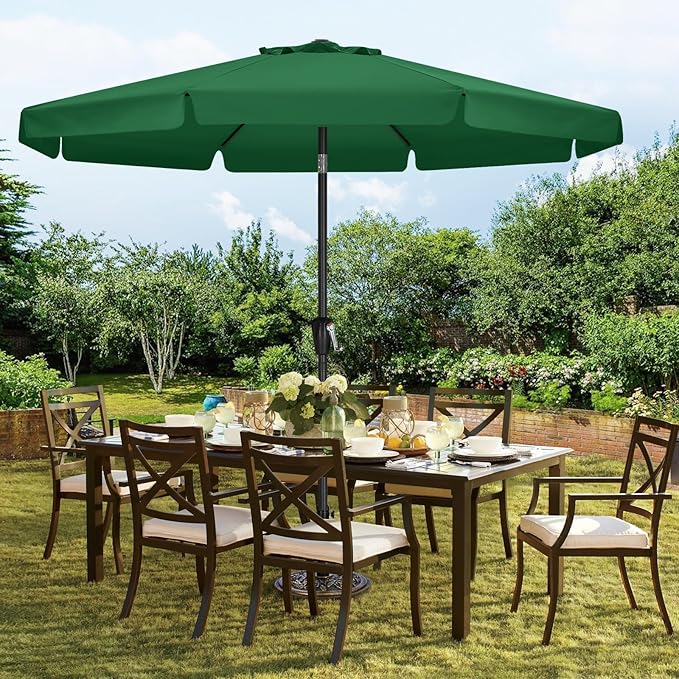 MASTERCANOPY Valance Patio Umbrella for Outdoor Table Market -8 Ribs (11ft,Forest Green)